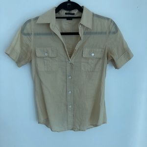 Theory short sleeve button down top